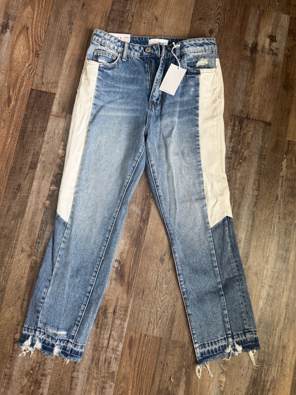 Vervet Two Toned Ultra High Rise Straight Jean - Beverly